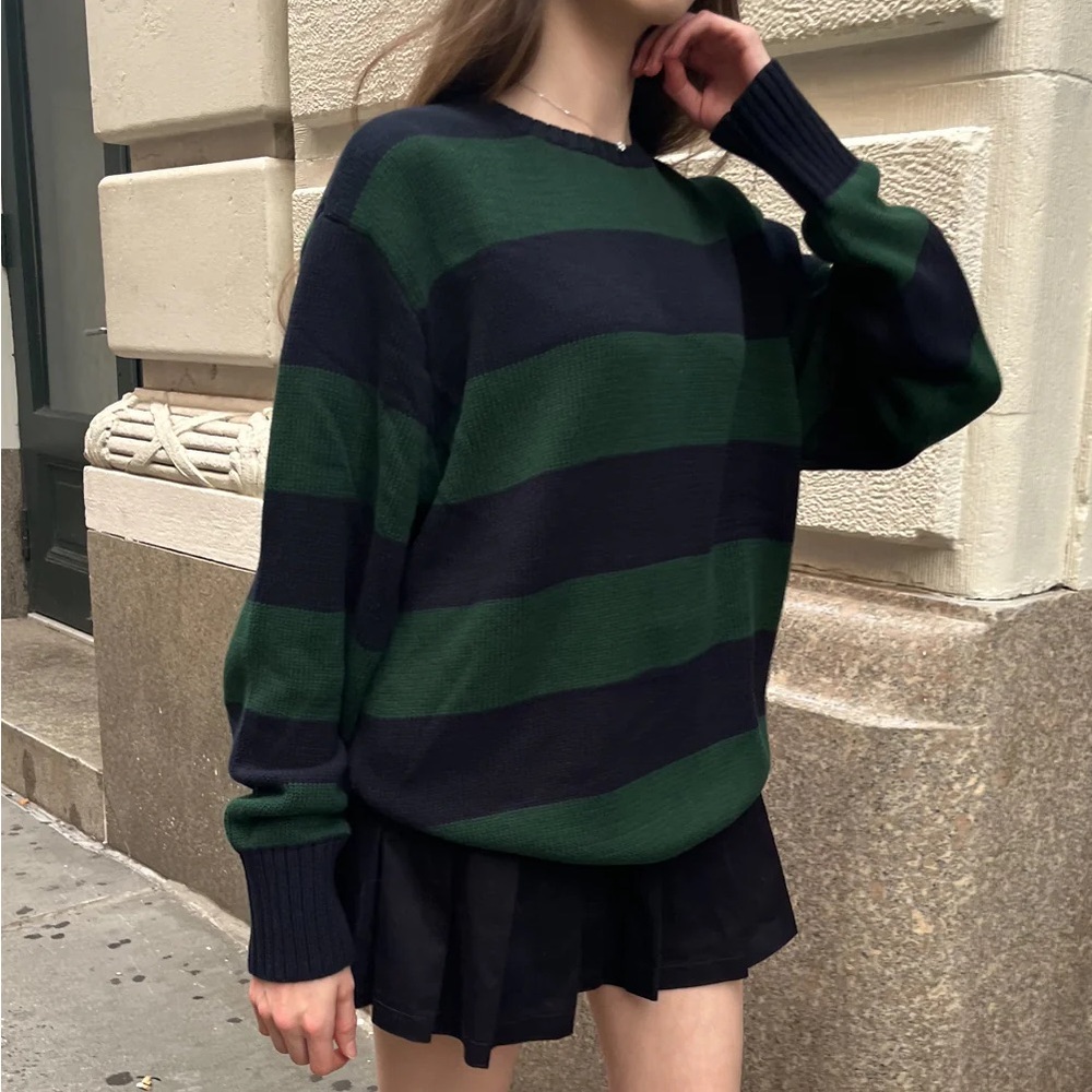 Brandy Melville Brianna Cotton Sweater Green & Blue